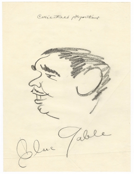 Clark Gable Signed Original Caricature Sketch JSA LOA