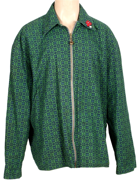 Donovan Owned & Worn Vintage Blue & Green Print Zip Up Jacket/Top