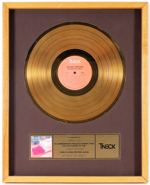 Isley Brothers "Between The Sheets" Original TNECK Records In-House Gold Record Album Award Presented to Frank DiLeo