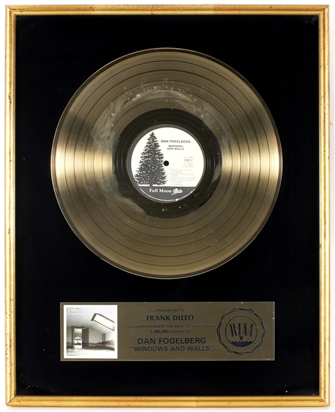 Dan Fogelberg "Windows and Walls" Original RIAA Platinum Record Album Award Presented to Frank DiLeo