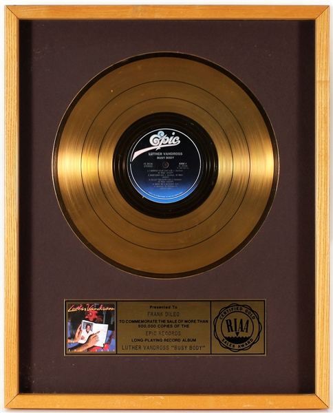 Luther Vandross "Busy Body" Original RIAA Gold Record Album Award Presented to Frank DiLeo