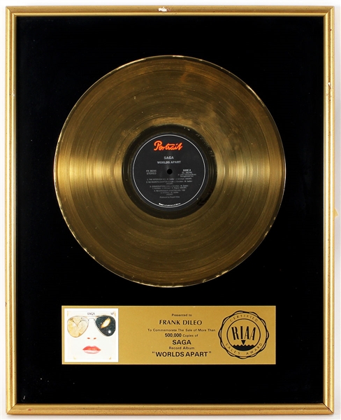 Saga "Worlds Apart" Original RIAA Gold Record Album Award Presented to Frank DiLeo