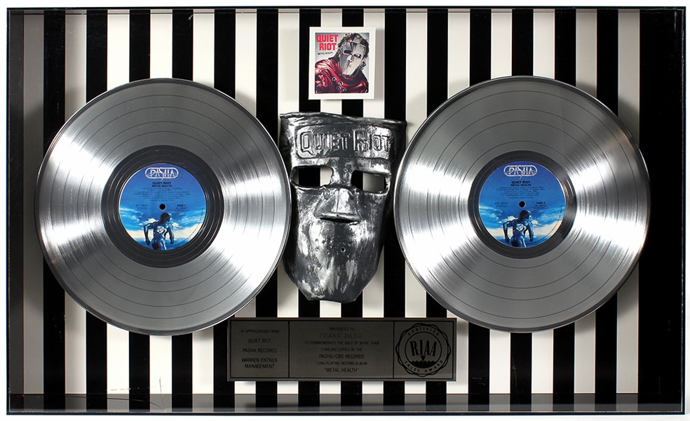Quiet Riot "Metal Health" Original RIAA Multi-Platinum Record Album Award Display Presented to Frank DiLeo