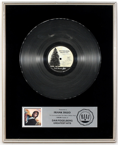 Dan Fogelberg "Greatest Hits" Original RIAA Platinum Record Album Award