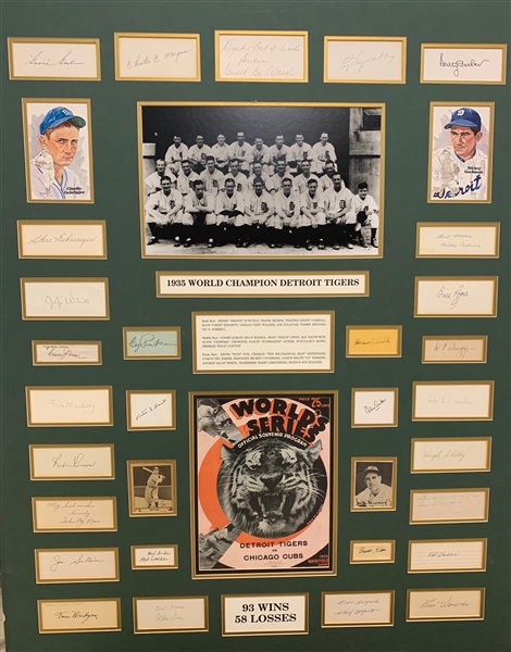 1935 World Champion Detroit Tigers Incredible Signed Display