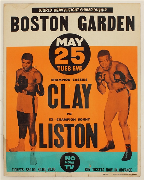 1965 Muhammad Ali vs Sonny Liston II Original On-Site Boston Garden Poster