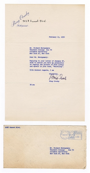 Bing Crosby Typewritten Letter Signed JSA Authentication