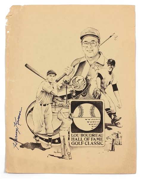 Harvey Keen Signed Lou Boudreau Golf Poster JSA Guarantee
