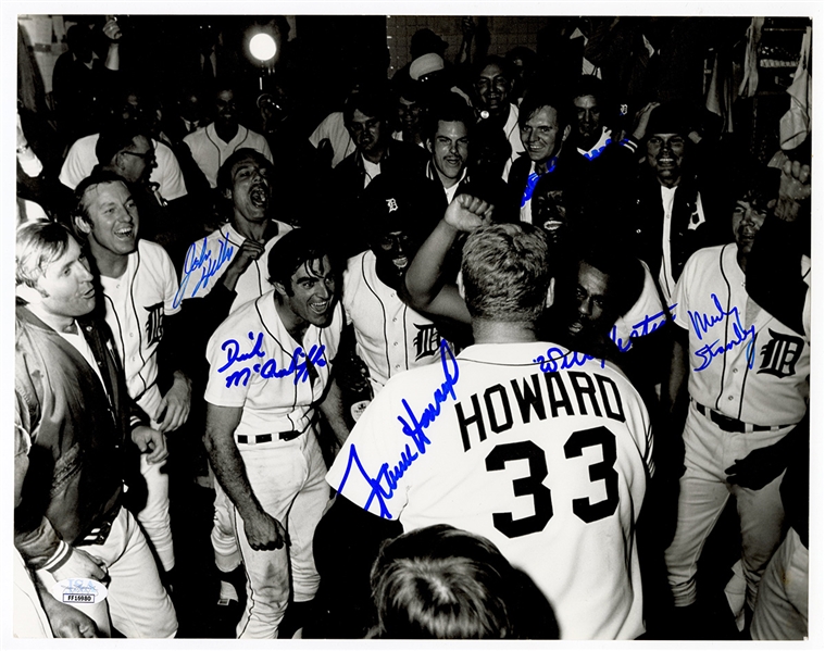 Detroit Tigers 192 Championship 11x14 Photo Signed by Six Willie Horton, Dick McAillife, Mickey Stanley, Frank Howard, John Hiller, Gates Brown JSA Guarantee
