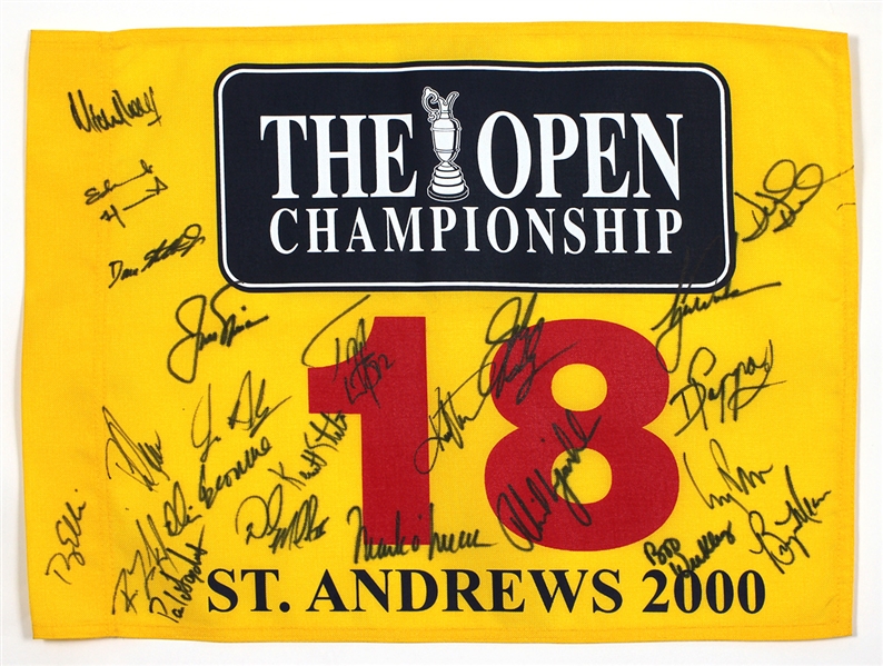 2000 Open Championship St. Andrews 18th Hole Pin Flag Signed by 23 JSA LOA