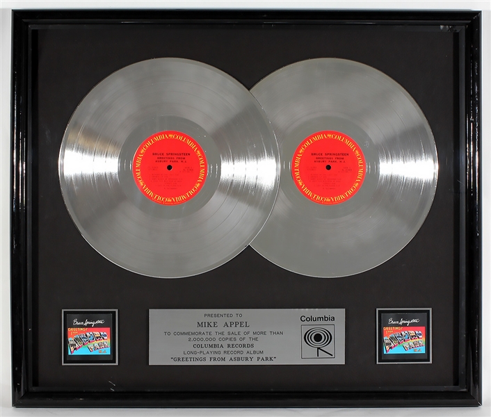 Bruce Springsteen "Greetings from Asbury Park" Original Double Platinum Album Award Presented to Mike Appel