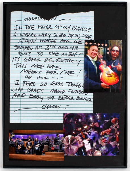 Ace Frehley "New York Groove" Handwritten Lyrics Displayed with Jimmy Fallon Photographs