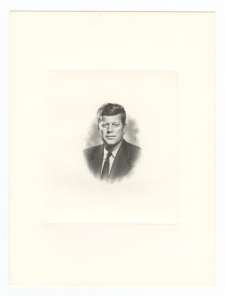 President John F. Kennedy Original U.S. Bureau of Engineering Engraving 
