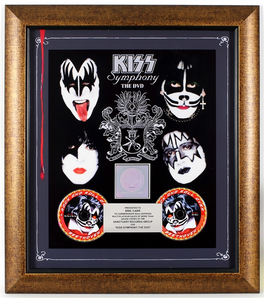 KISS "KISS Symphony The DVD" Original RIAA Multi-Platinum DVD Award Display Presented to Eric Carr