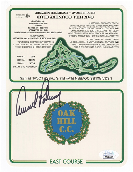 Arnold Palmer Signed Official Oak Hill Country Club Scorecard JSA Authentication