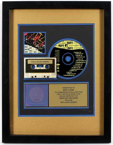 KISS "MTV Unplugged" Original RIAA Award Presented to Eric Carr