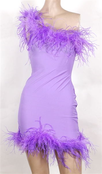 Lot Detail - Miley Cyrus Worn Purple Dress with Feathers