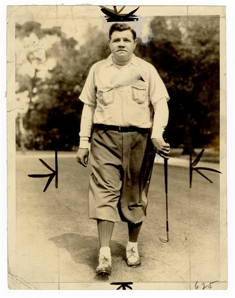 Babe Ruth Original Stamped Golf Wire Photograph 