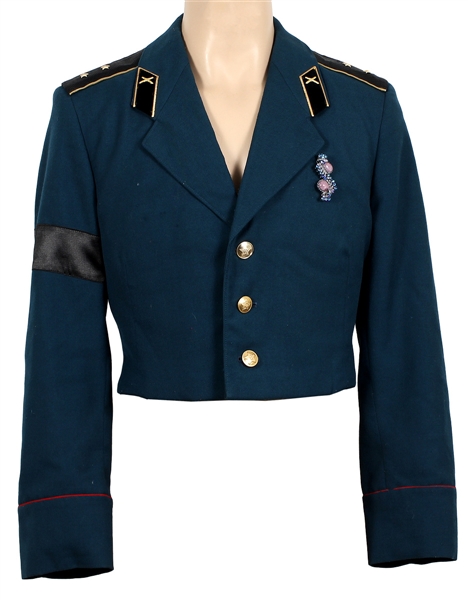 Michael Jackson Owned and Worn Tompkins & Bush Custom Soviet Military-Style Green Jacket and Brooch