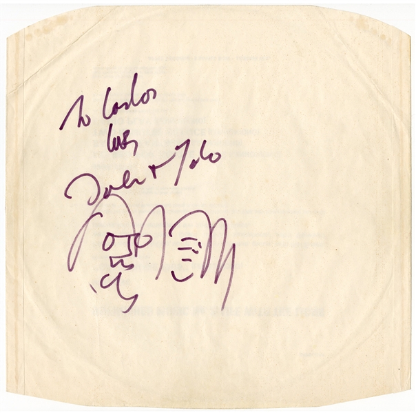 John Lennon Signed & Inscribed 45 Record Sleeve with Hand-Drawn Self-Portraits Caiazzo Authenticated