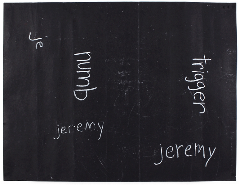 Pearl Jam "Jeremy" Music Video Used Eddie Vedder Handwritten Sign