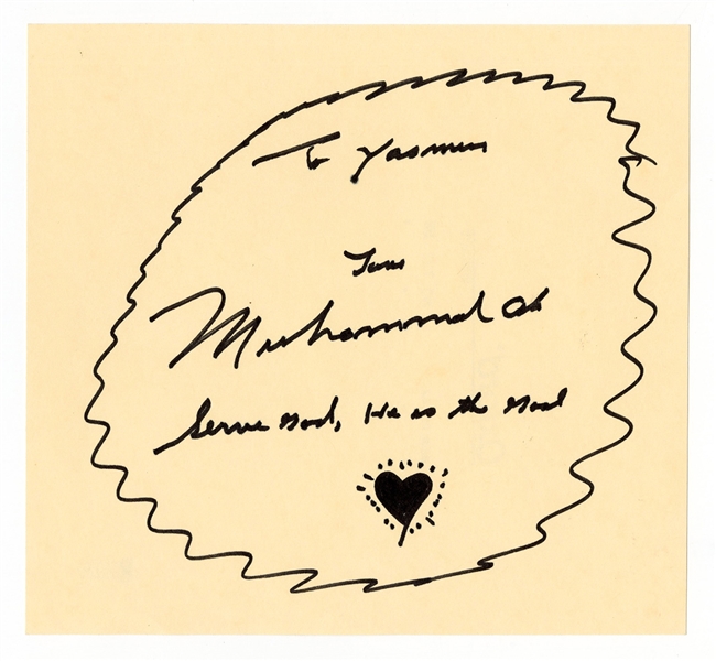 Muhammad Ali Signed Inscription and Drawing Beckett LOA