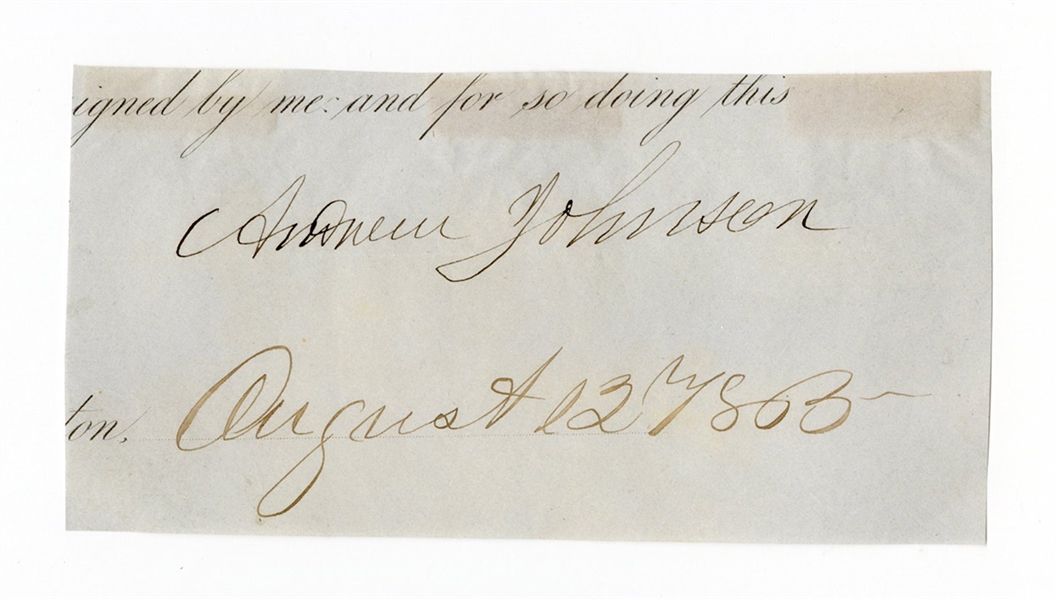Andrew Johnson Cut Signature From Historical Document JSA LOA
