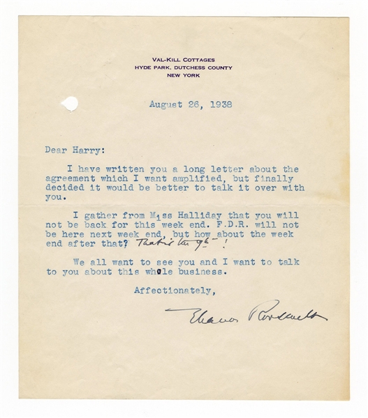 Eleanor Roosevelt Signed Letter JSA LOA