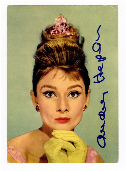 Audrey Hepburn Signed Color Postcard JSA LOA