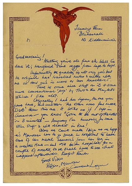 Led Zeppelin Robert Plant Handwritten & Signed Letter