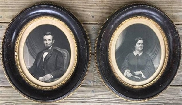 1860s Abraham Lincoln and Mary Todd Original Large Photographic Print Engravings