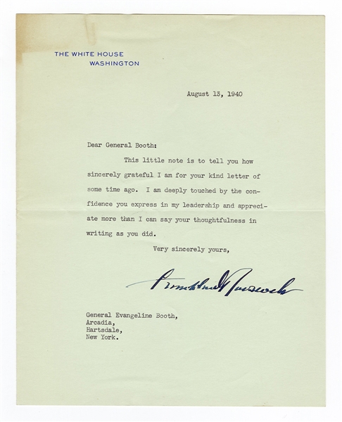 President Franklin Roosevelt Signed Letter JSA LOA
