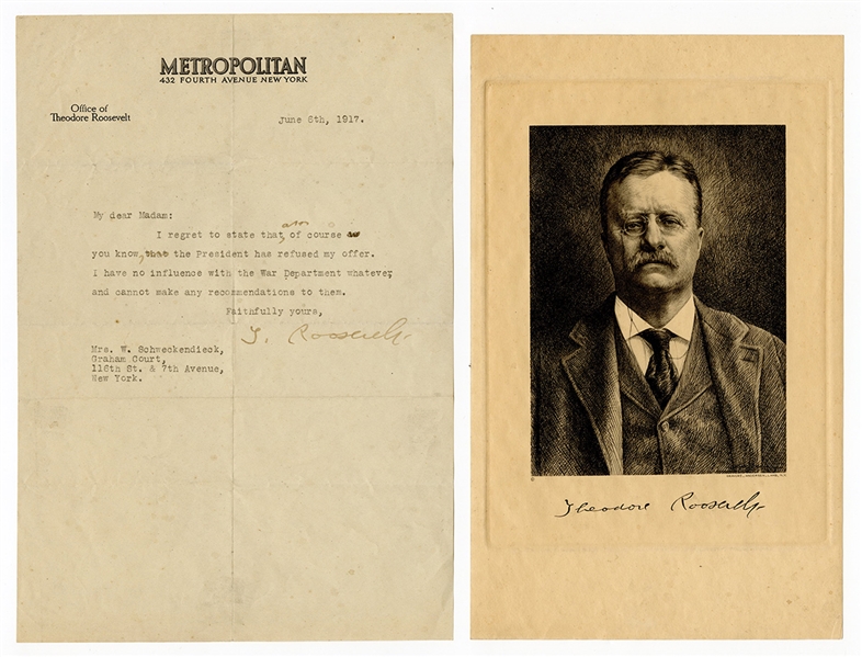 Theodore Roosevelt Signed Letter JSA LOA