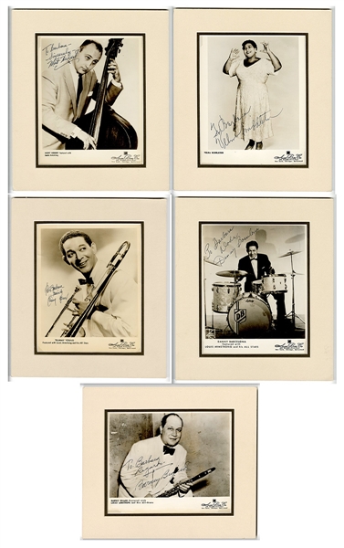 Louis Armstrong All-Stars Bandmembers Signed Original Publicity Photographs (5) JSA Authentication