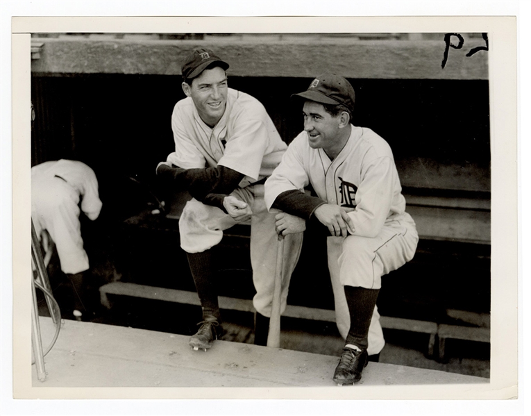 Detroit Tigers Lynwood Rowe and Gordon Cochrane Black and White Photograph