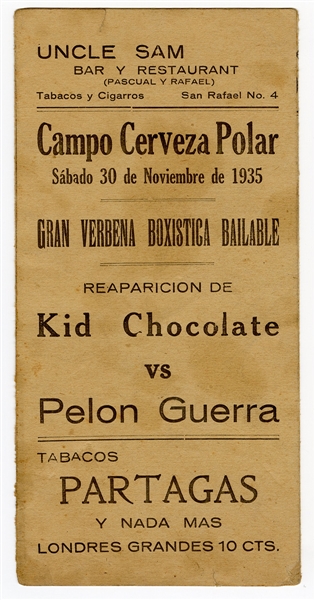 Kid Chocolate vs. Pelon Guerra 1935 Fight Boxing Program