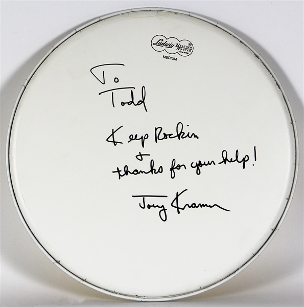 Joey Kramer Signed and Inscribed Drumhead