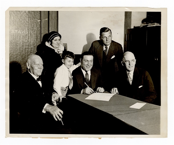 Lewis Robert "Hack" Wilson Brooklyn Dodgers Contract Signing Black & White Photograph