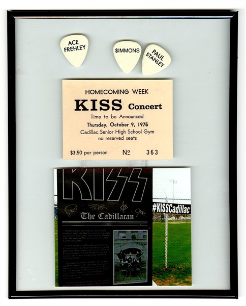 Early KISS Concert High School Memorabilia Including Ticket Stub and Replica Guitar Picks!