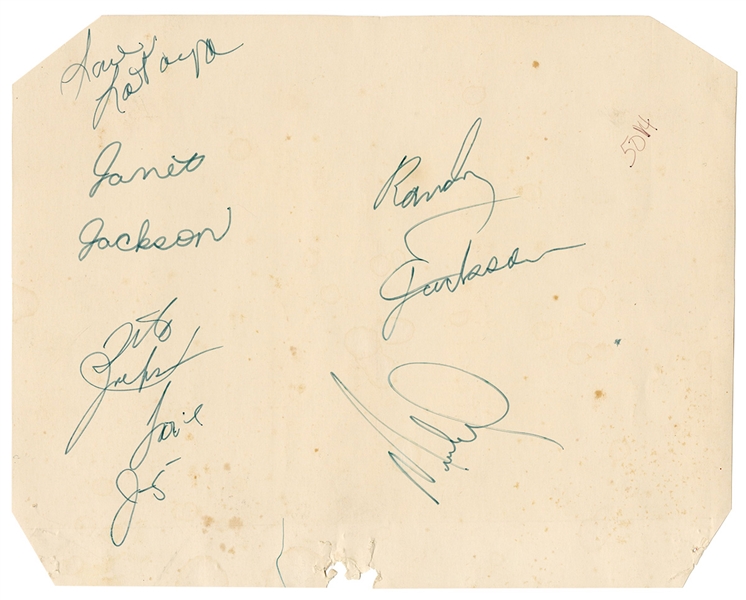 The Jackson 5 Vintage Signed Photograph (6 Autographs including Michael Jackson) JSA LOA