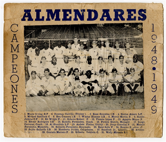 Legendary Cuban League Almendares Championship Team Photograph 1948/1948 with Chuck Conners
