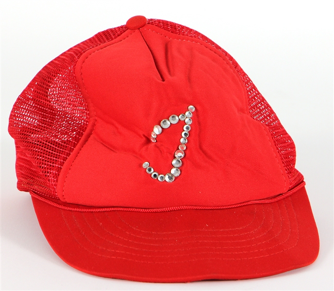 Michael Jackson Owned Red Cap with Rhinestone "J"