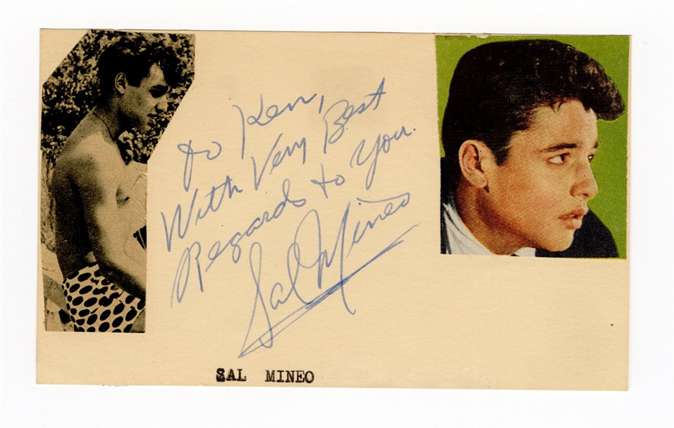 Sal Mineo Signed and Inscribed Postcard JSA LOA