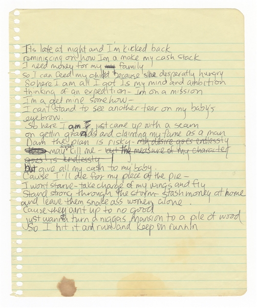 Tupac Shakur Handwritten Unreleased Lyrics