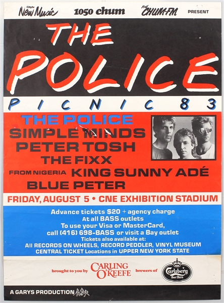 The Police Featuring Simple Minds and Peter Tosh Original 1983 Concert Poster
