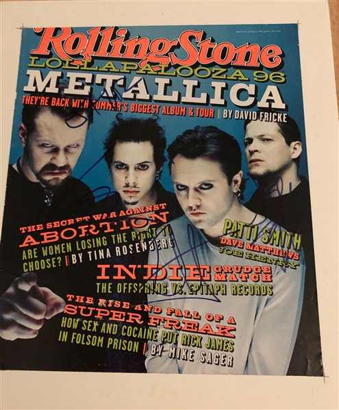 Metallica Fully Signed Rolling Stone Magazine Display Beckett LOA