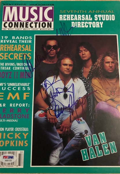 Van Halen Band Signed Magazine PSA LOA