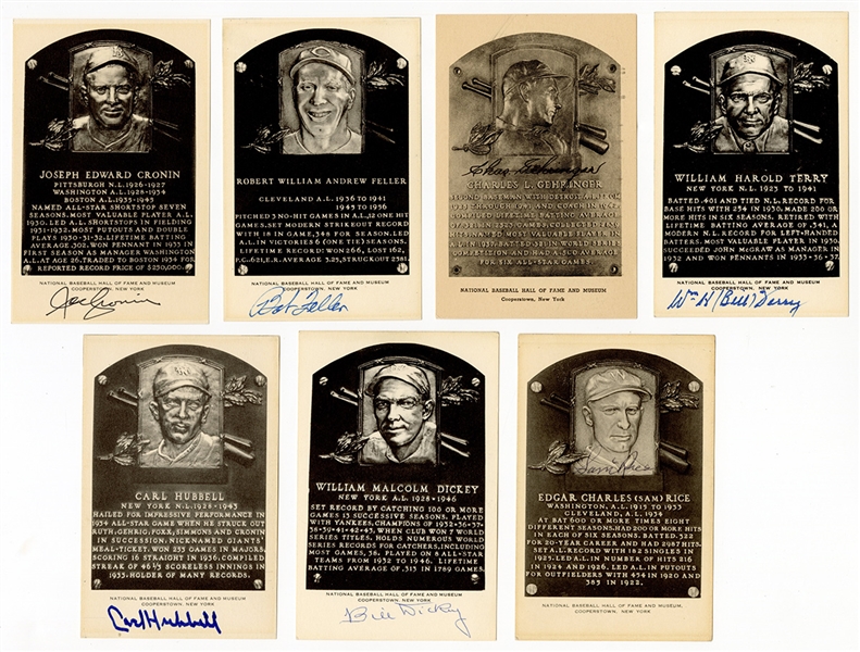 7 Signed Hall of Fame Postcard Plaques