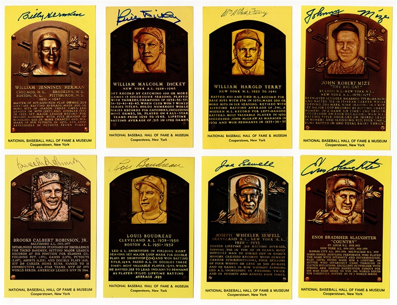 13 Signed Hall of Fame Postcard Plaques JSA LOA