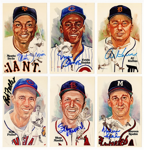 11 Signed Hall of Famer Postcards Including Ernie Banks, Monte Irvin, Stan Musial JSA LOA